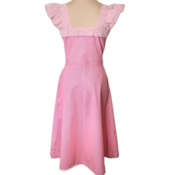 SOLD 40s Vintage Princess Peggy Button Gingham Front House Dress Rockabilly VLV - Picture 6 of 12